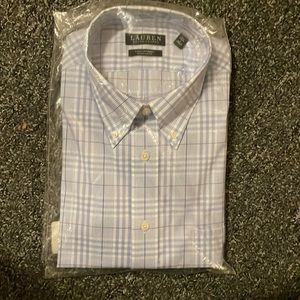 Men’s casual dress shirt RL new blue plaid sz L